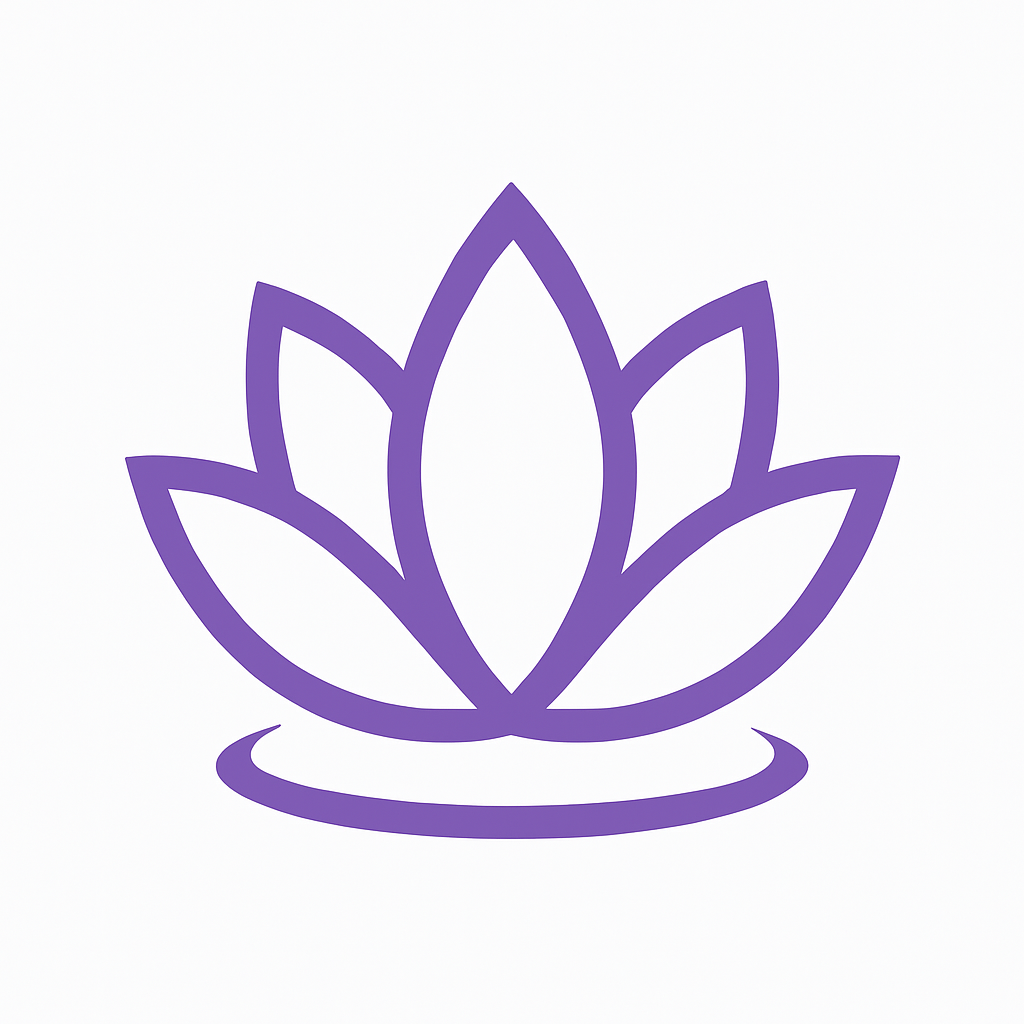 Minimalist blue lotus flower icon symbolizing growth, transformation, and emotional clarity